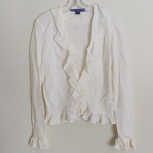 Ralph Lauren White Ruffled Women's Top